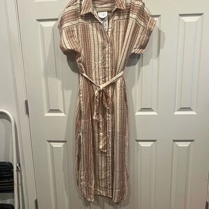NWT-En Crème brand Striped Brown and Cream Dress